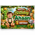 Customized 1st Birthday Banner for Baby Boy with Jungle Theme