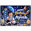 Customized 1st Birthday Banner for Baby Boy with Space Theme